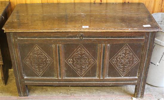 Antique carved oak panelled coffer